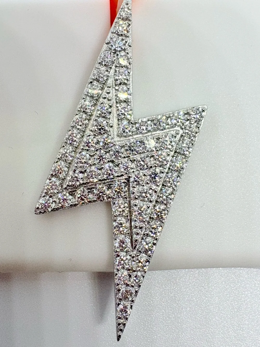 Sterling Silver Moissanite Lightning Bolt Pendant